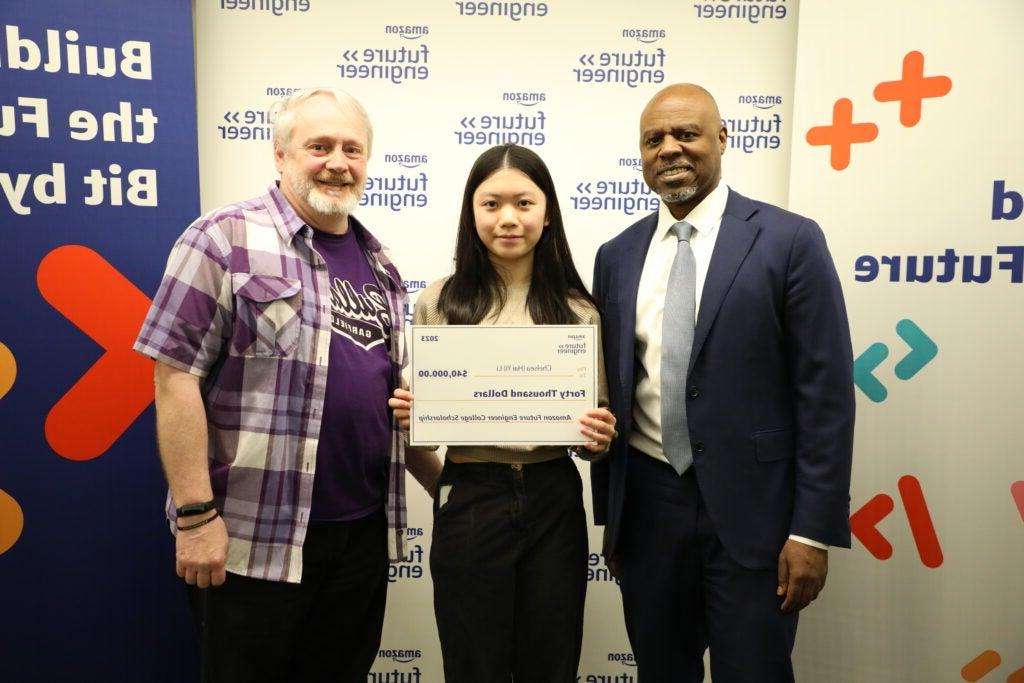 Students were called to Amazon Skills Center under guise of a Computer Science panel and were surprised with the announcement that they had won the AFE Scholarship.