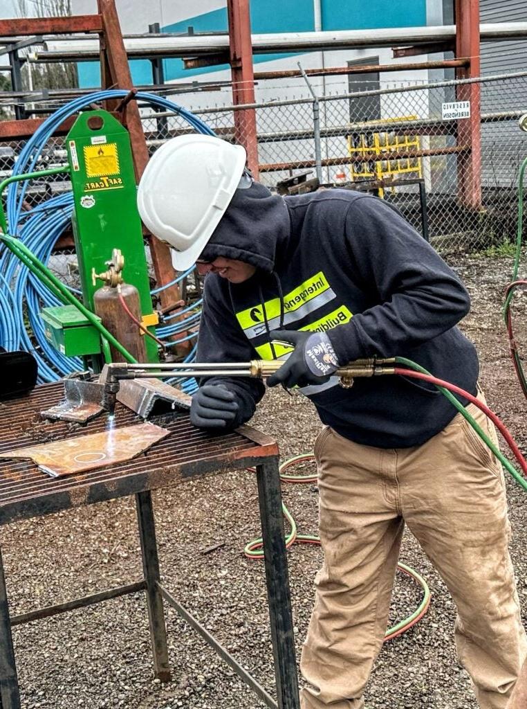 student using a torch