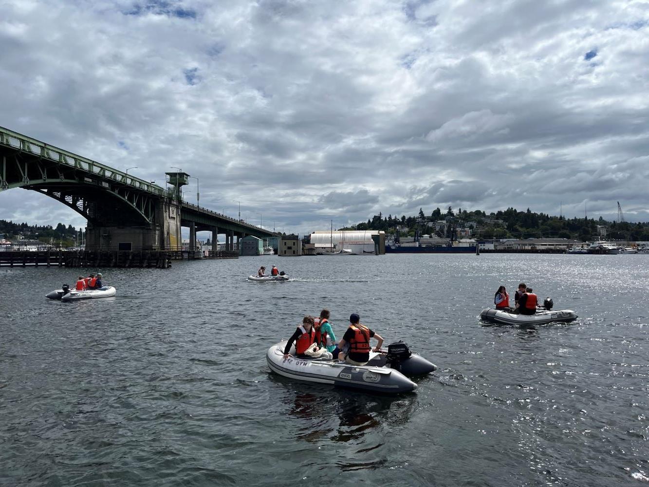 students on boats in water